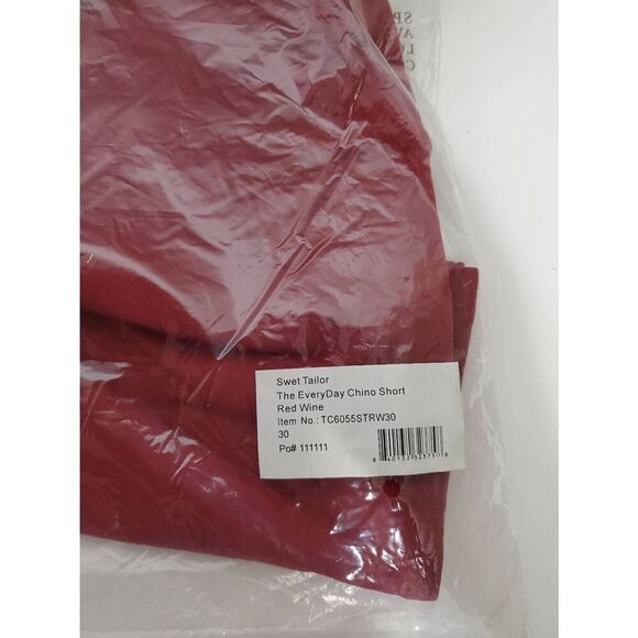 Swet Tailor The Everyday Men's Chino Short in Red Wine Sz 30 Casual Stretch - Picture 4 of 5